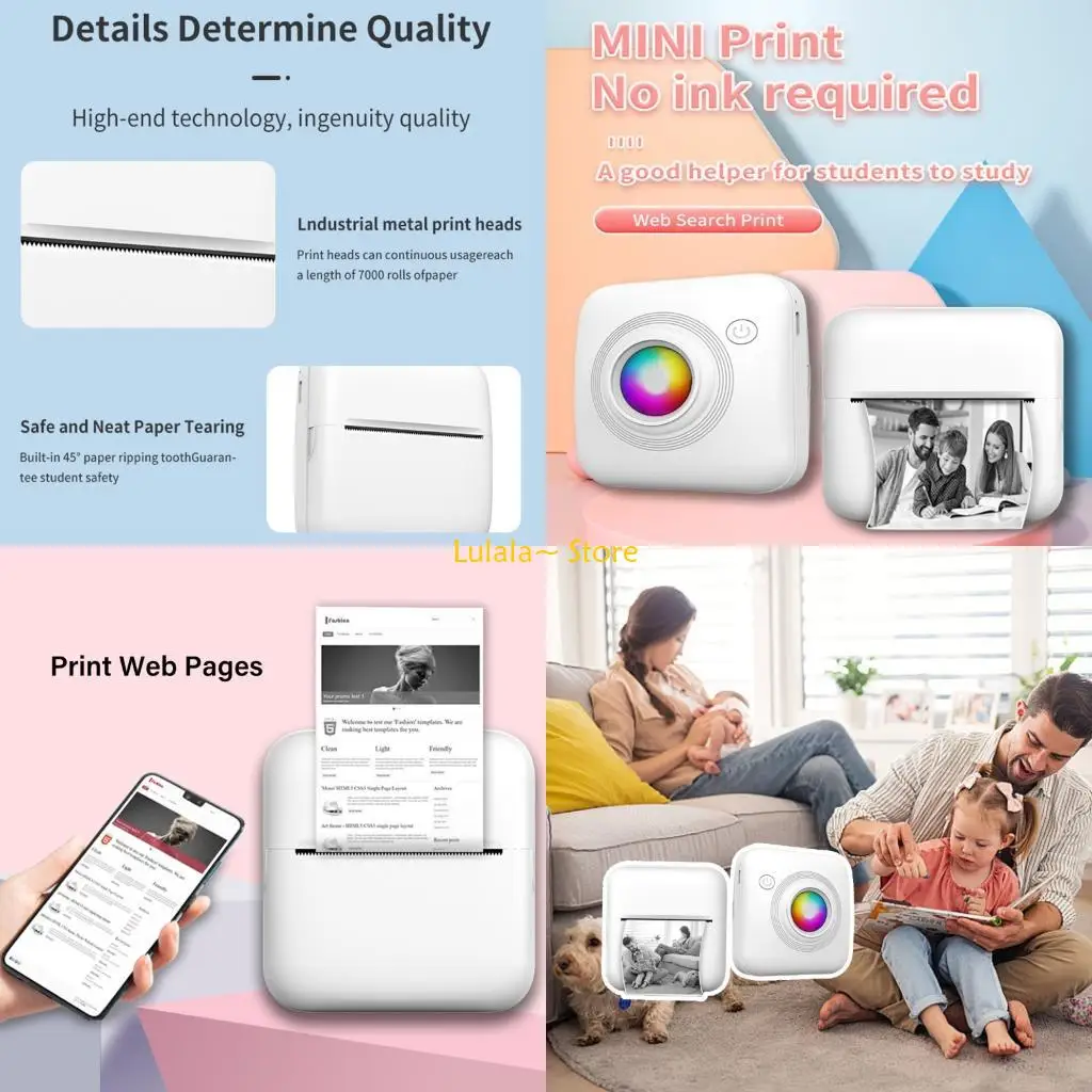 

Y4QA Handheld Thermal Label Printer Rechargeable Battery For School Home Office Use