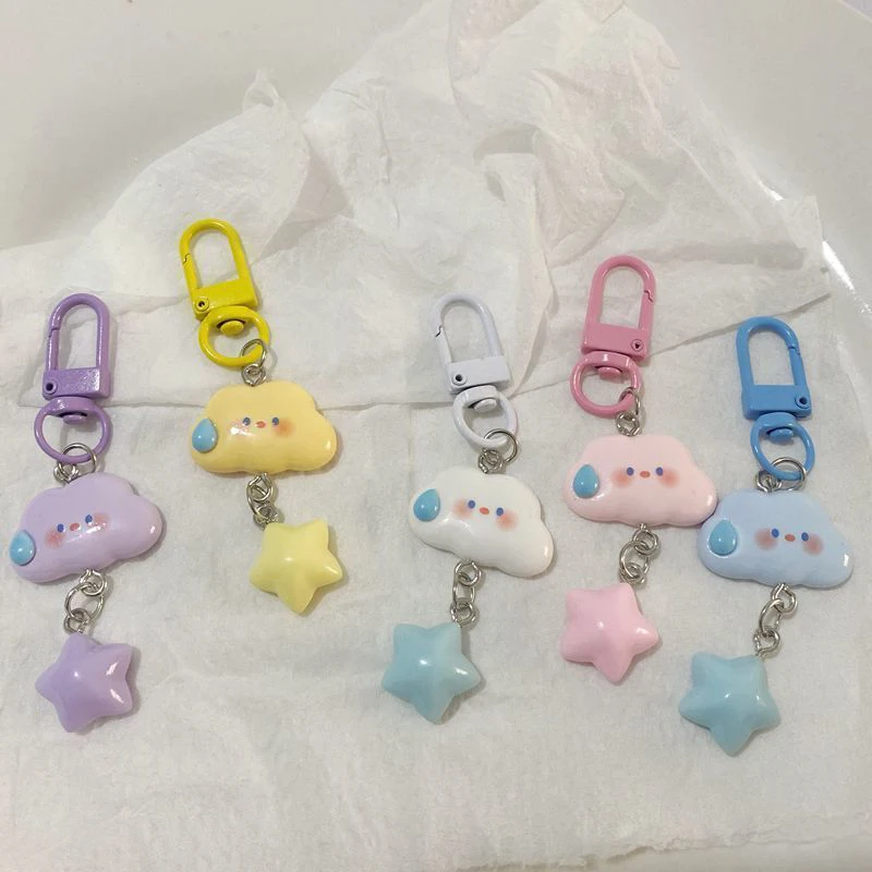 Resin Keychain Cartoon Cloud Shaped Keyring Lovely Duck Key Chain Car Keys Accessories Women Charm Handbag Pendant Small Gift