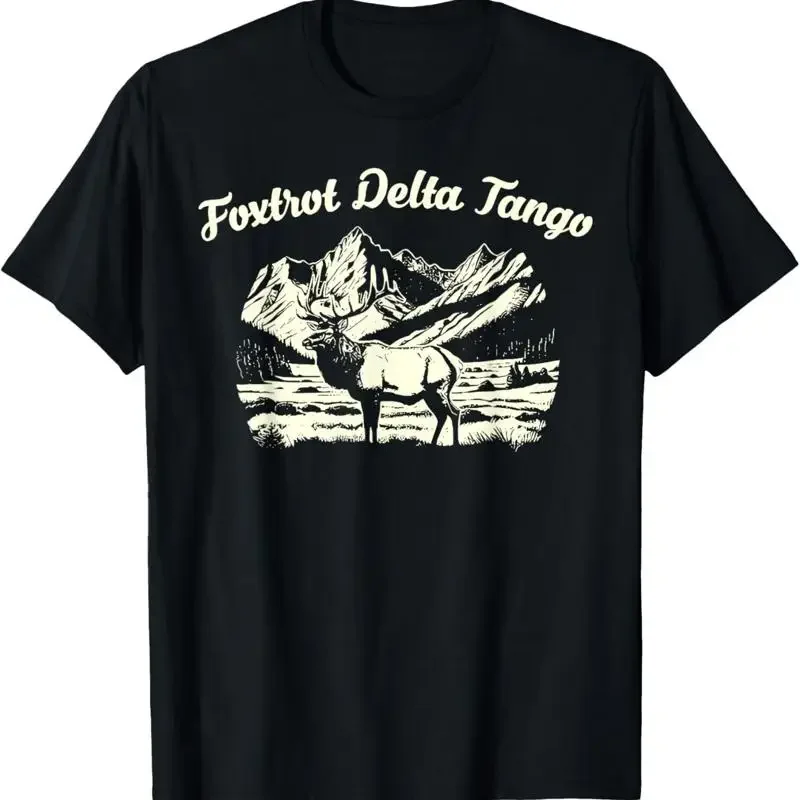 

Foxtrot Delta Tango Elk Mountain Graphic Tee Men's Short Sleeve Breathable Trip T-Shirt