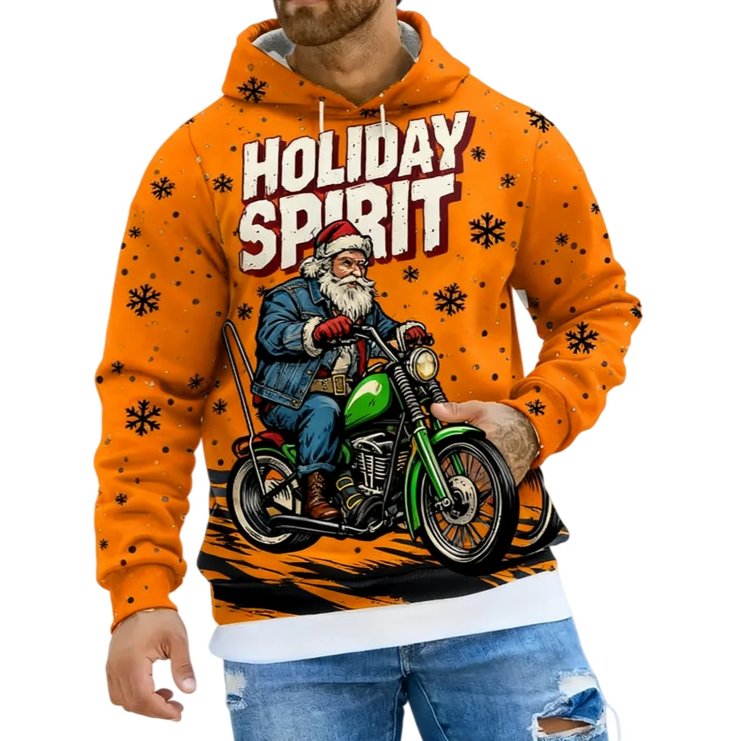 2025 جديد سانتا كلوز ركوب نمط هوديي الاتجاه كول الشارع البلوز عيد الميلاد نمط رياضية الخريف الشتاء البلوز غير رسمي