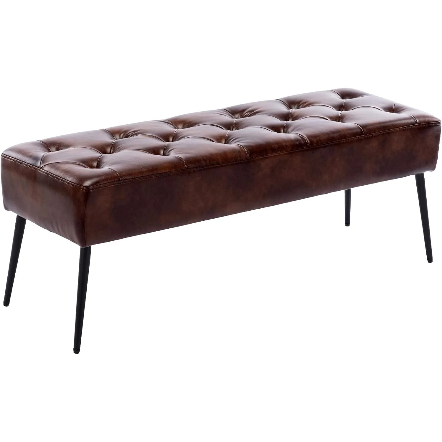 

Button-Tufted Ottoman Bench, Upholstered Bedroom Benches Footrest Stool Dining Bench Leather Accent Bench for Dining Room