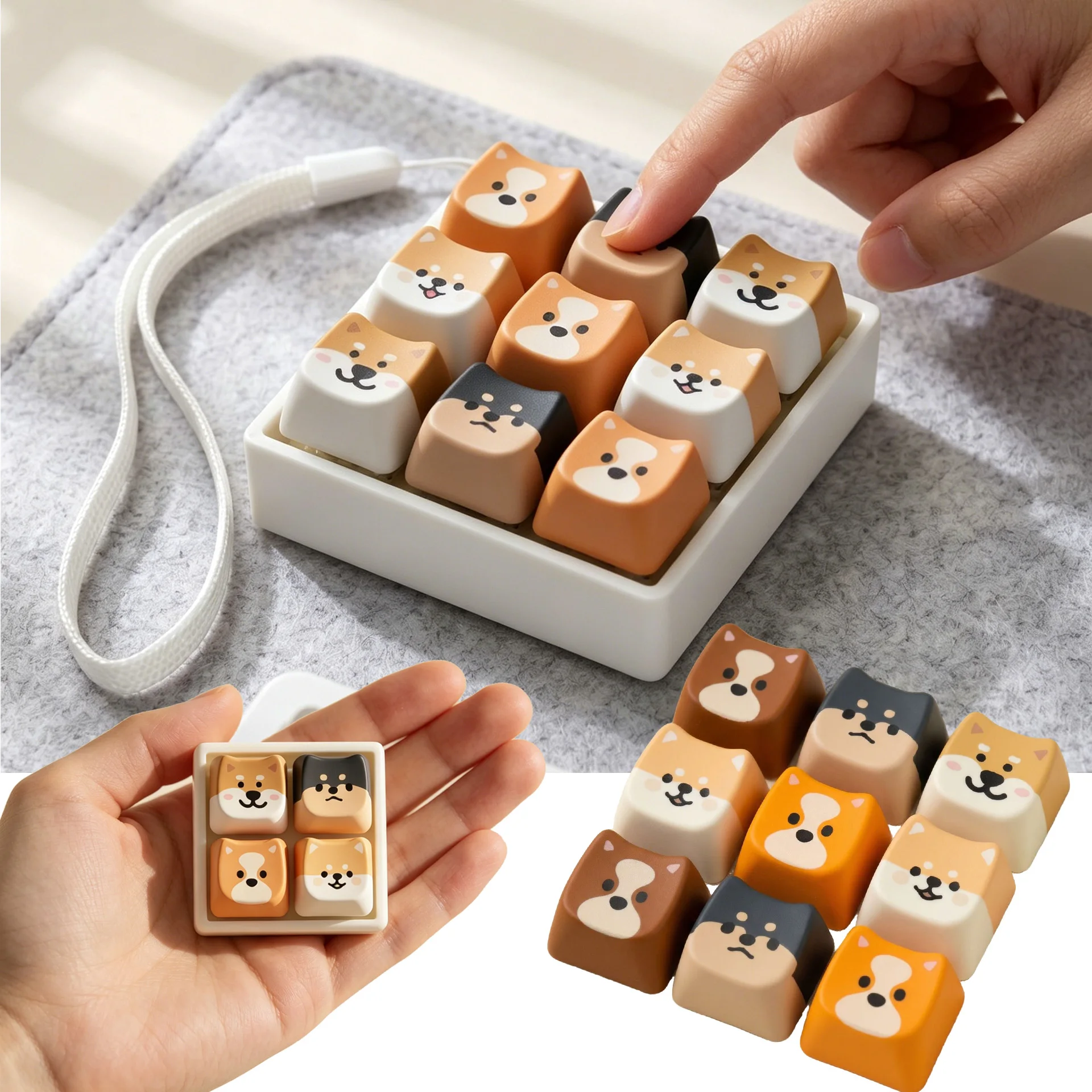 Fidget Spinner de Teclado Mecânico com Design de Cachorro Shiba Inu, Base Impressa em 3D, Keycap Removível, Brinquedo Antiestresse, Chaveiro Portátil, Presentes