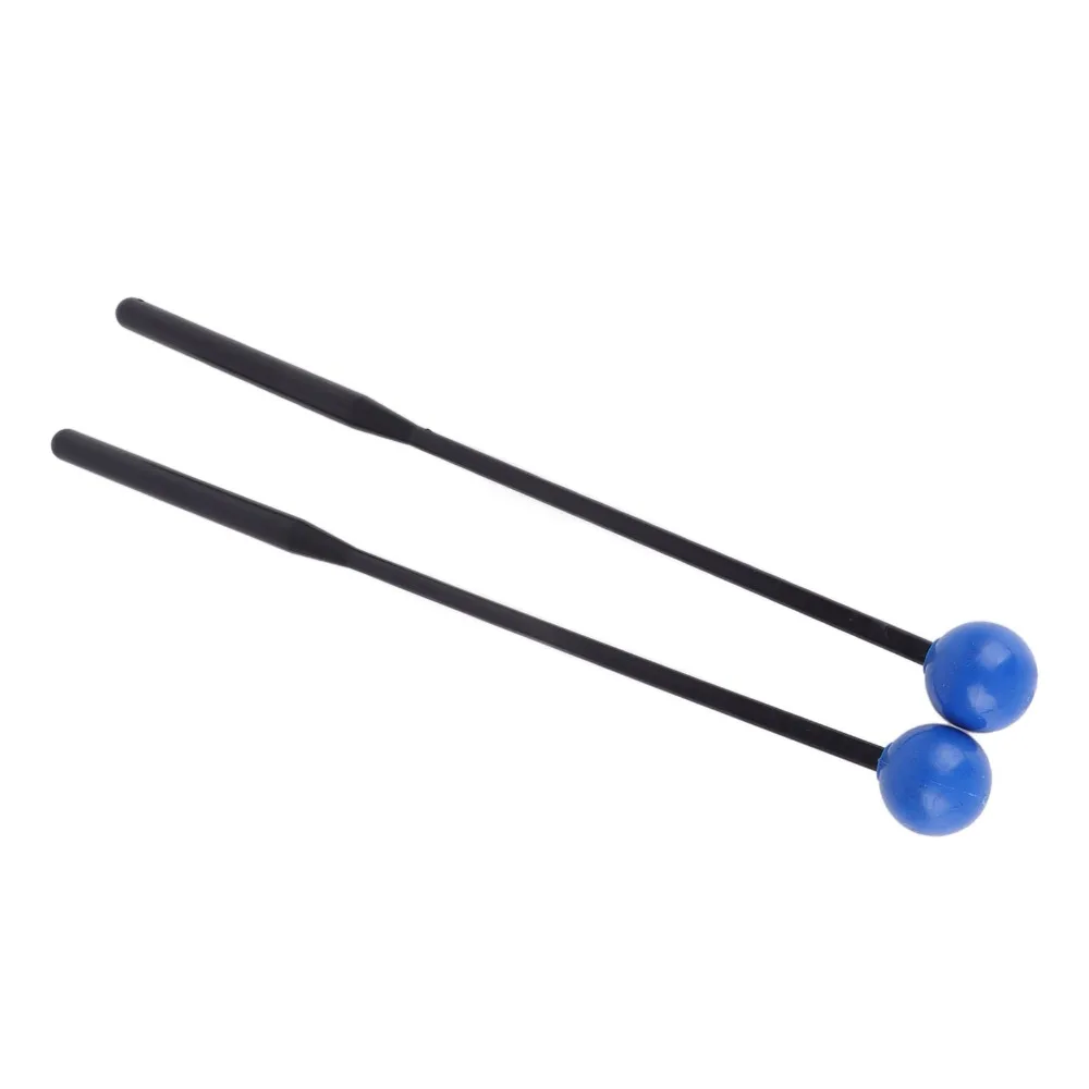 2PCS Plastic+Rubber Percussion Mallets Black Rod+Blue Head Comfortable Grip Drum Mallets Instrument Mallets For Percussion