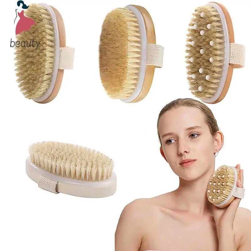 Brosse à Poils Naturels pour la Peau Sèche et le Corps, Accessoire de SPA, Ohio eur de Bain, Douche, Lissage Exquis, Soins de la Peau, Santé à Domicile