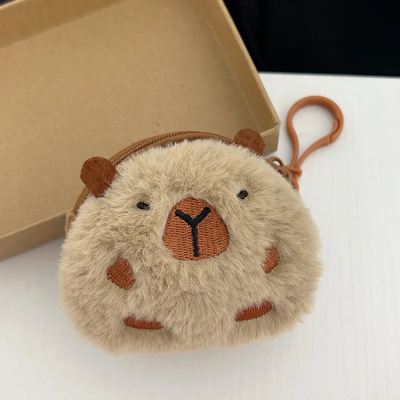 Creative Capybara Kawaii Anime Plush Coin Purse Lovely Cartoon Round Bags Pendant Funny Mini Fashion Headphone Storage Bag New