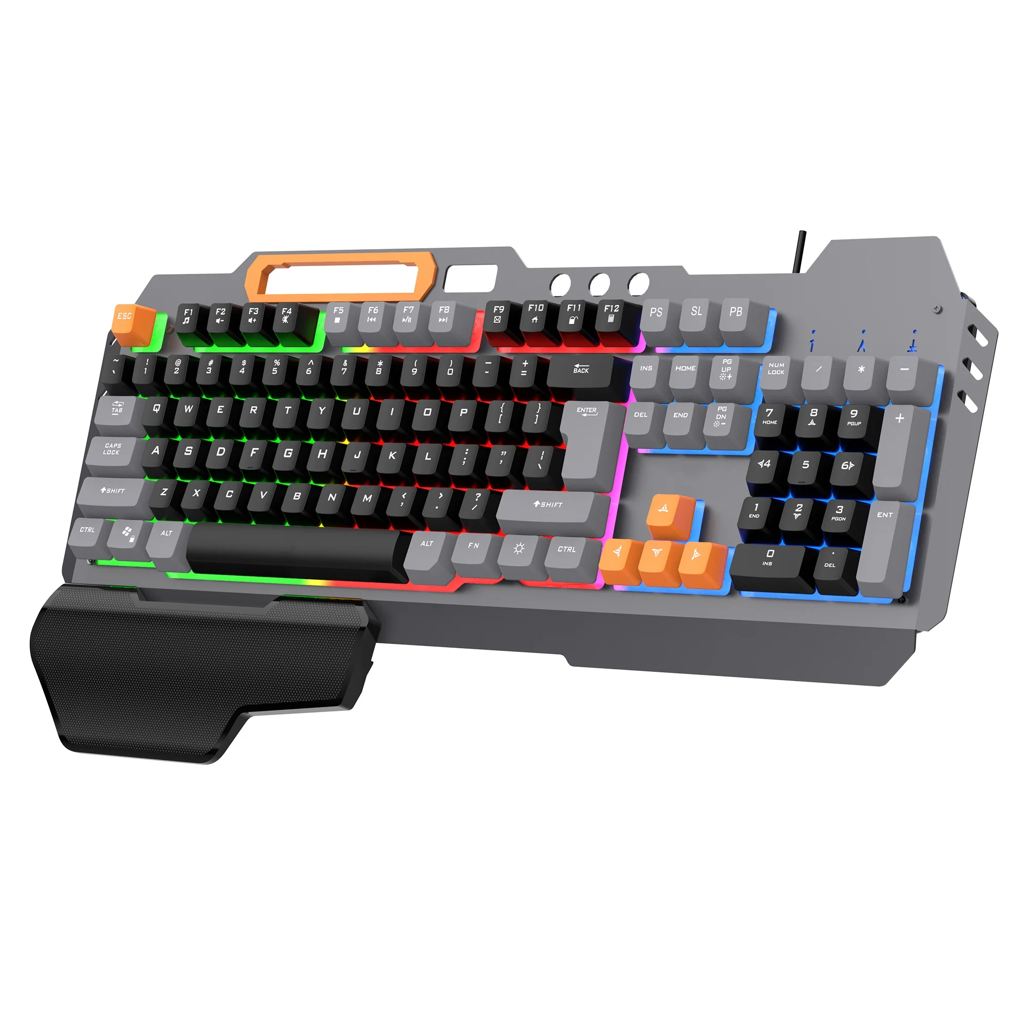 

Three-Color Keycaps 104-key Membrane Keyboard Luminous Wired Keyboard With Ergonomic Magnetic Palm Rest