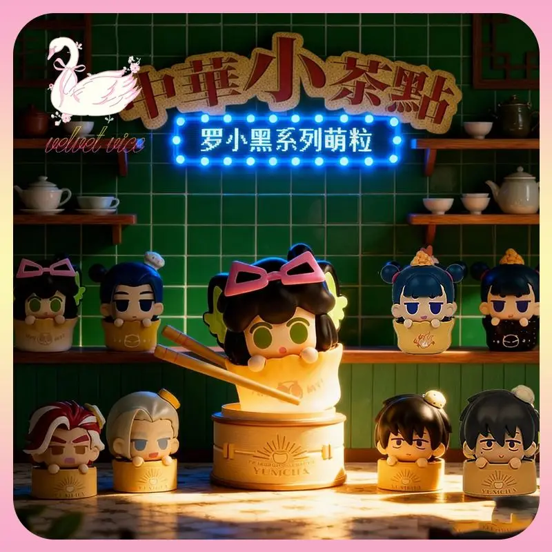 

Оригинальная серия The Legend Of Hei 2, серия Yum Cha, слепая сумка, милая фасоль, Луо Сяоhei, анимационная периферийная фигурка чиби, орнамент, подарки