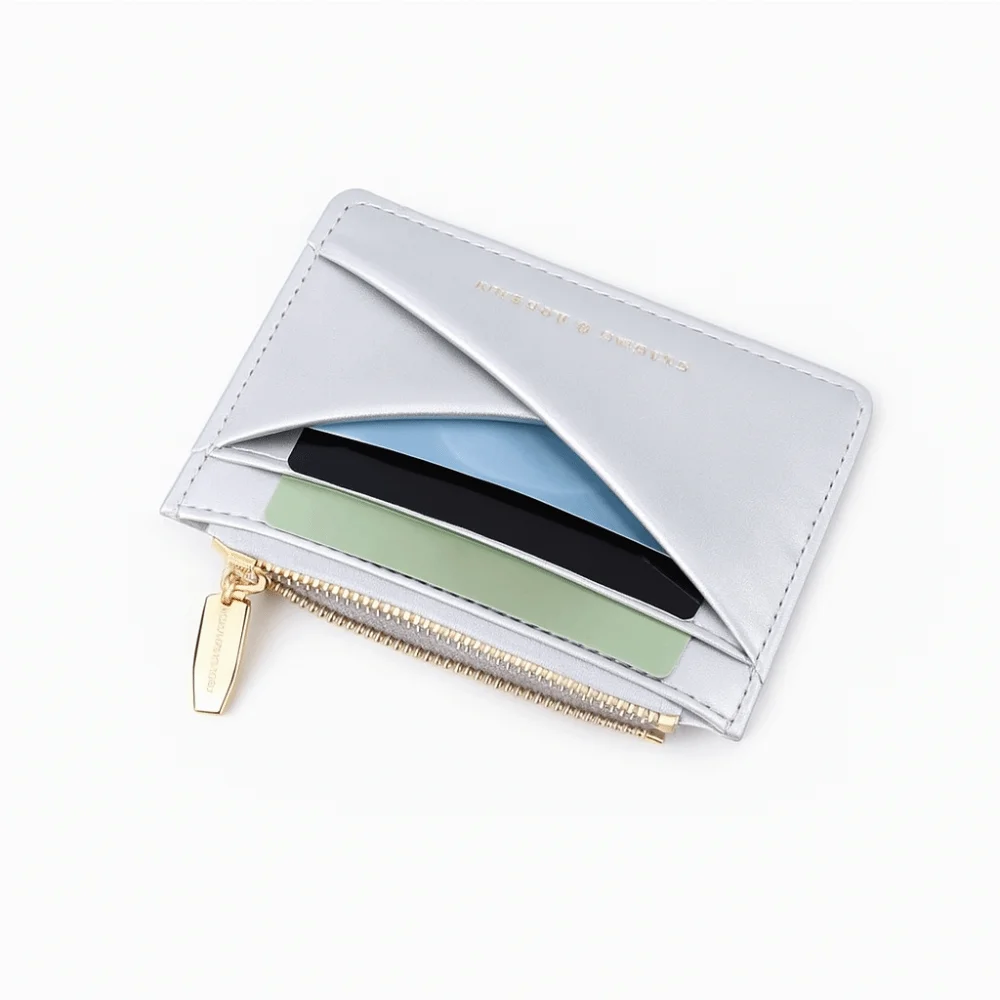 

Simple Solid Color Short Wallet Ultra Thin Clutch Coin Purse Korean Style Multi Slot PU Leather Card Holder Women