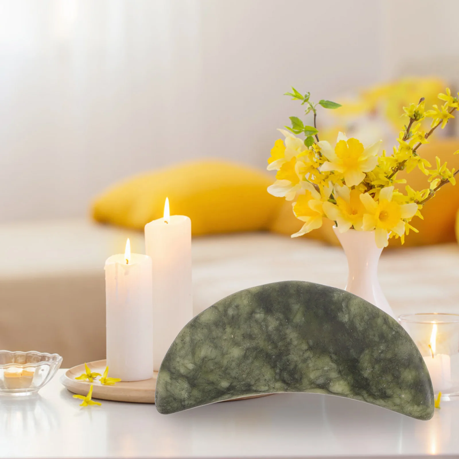 

Оливковый нефритовый массаж, натуральный вулканический камень, гладкий край, снятие стресса, камень для большого пальца, портативный спа-массажер для глаз, расслабляющее путешествие пальцев