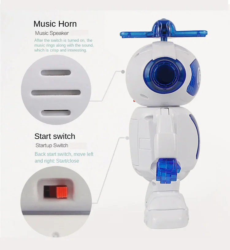 ของเล่นหุ่นยนต์ดนตรีสำหรับเด็ก หมุนเต้นได้ พร้อมไฟ LED ของเล่นอิเล็กทรอนิกส์เดินได้แบบอินเทอร์แอคทีฟ สำหรับเด็กชาย เด็กหญิง ทารก ของขวัญวันเกิด คริสต์มาส