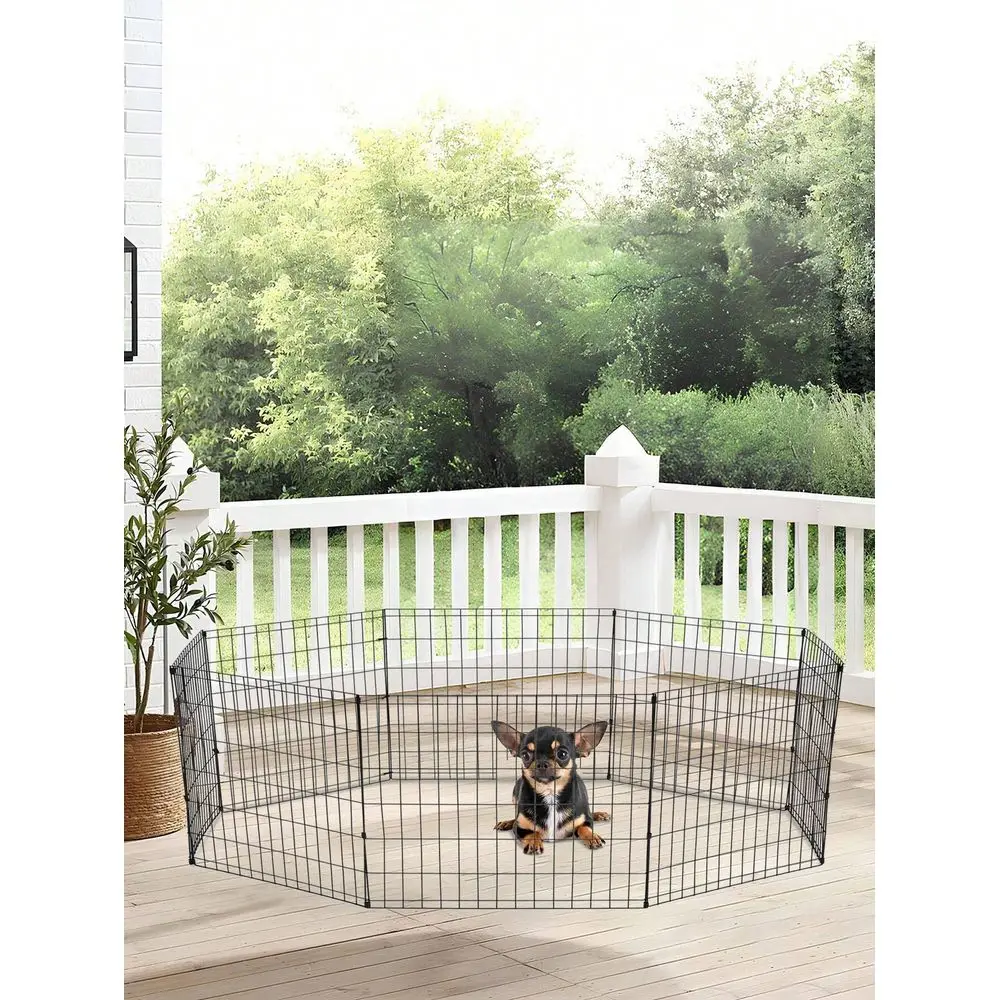

Pet Playpens For Dogs, Foldable Metal Wire Pet Fence Barrier, 24H Inches High With Door Exercise Pet Dog Pen, Indoor Outdoor Do