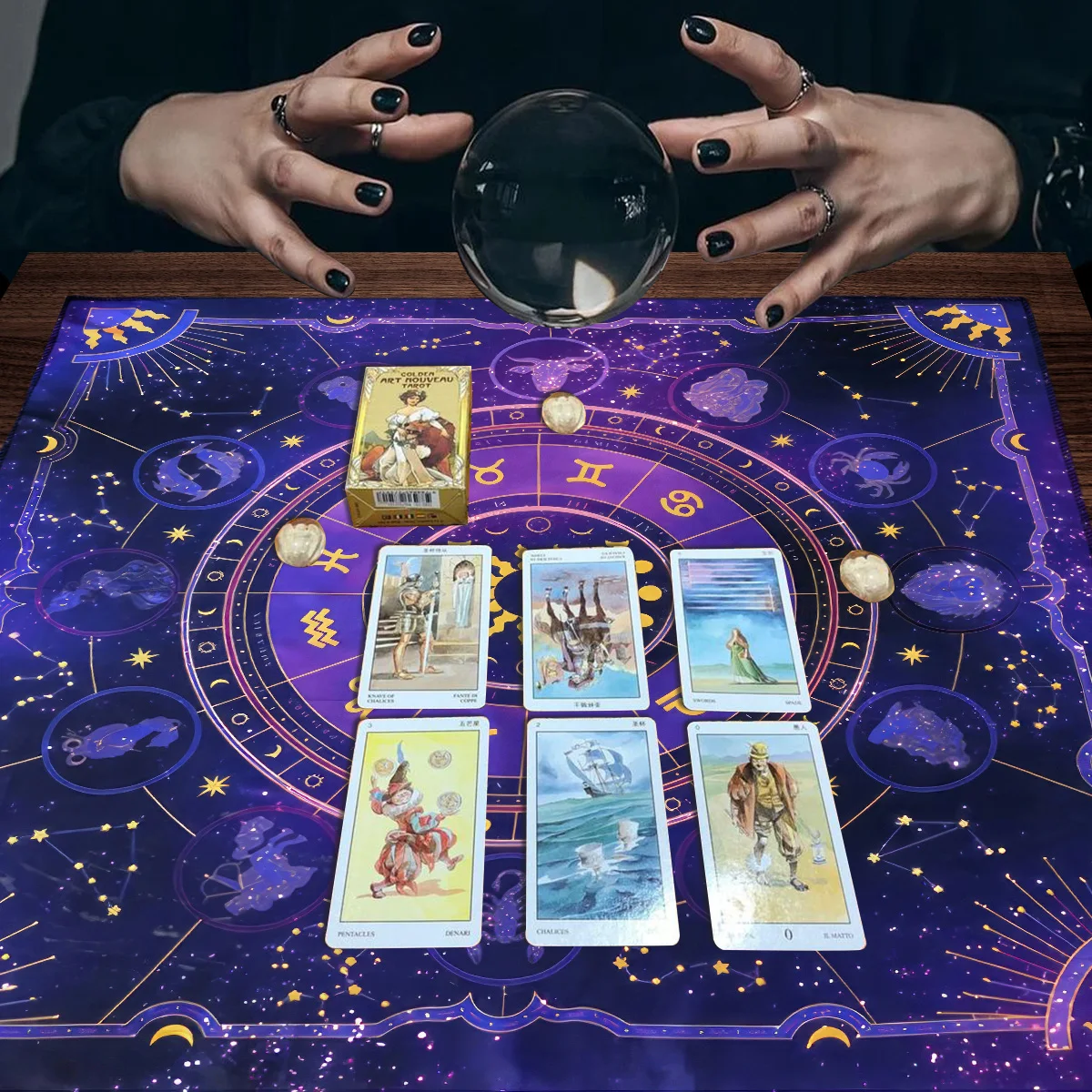Table Cloth Rectangular Table Cloth Vintage Purple 12 Constellations Tarot Altar Home Decor Reading Oracle Card Pad Cloth