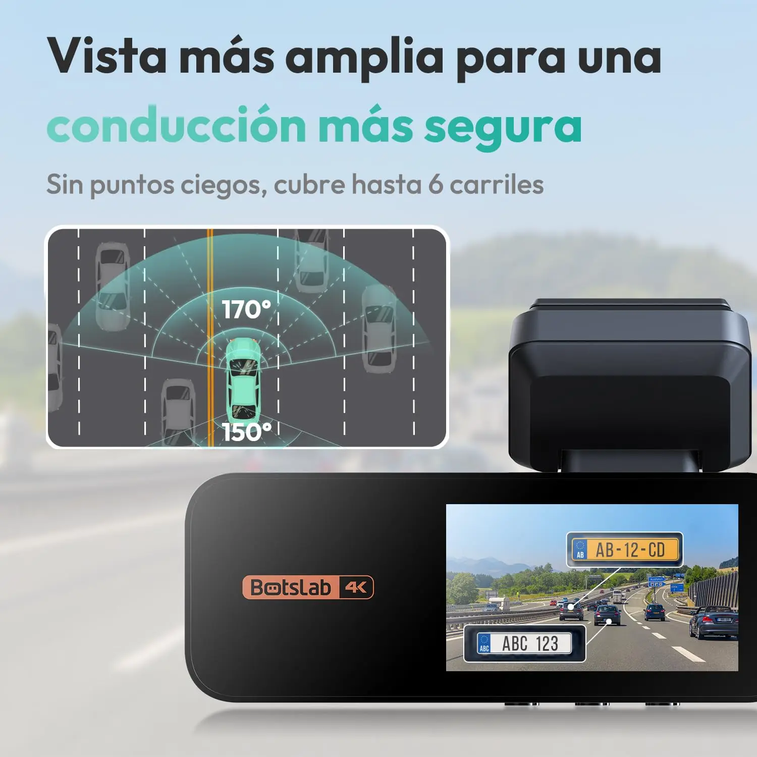 Botslab G980H Cámara de salpicadero 4K delantera y trasera, 170 ° Cámara 4Kash Ultra Ancha con ADAS, Sensor Sony STARVIS, Visión Nocturna, Modo de Estacionamiento, GPS