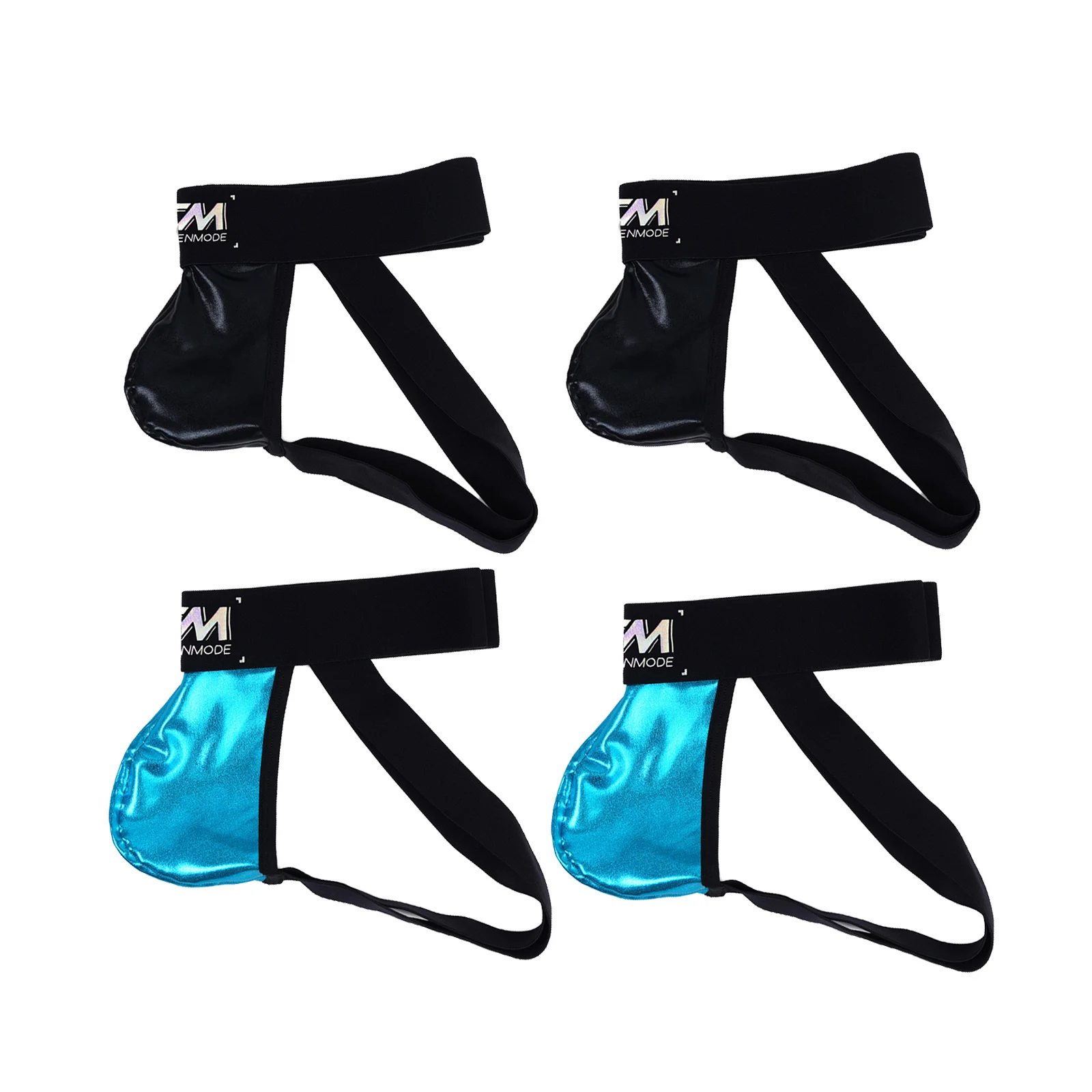 4 / Pack Underwear Men Jockstrap Faux Leather Sexy Wet-look Thong G-String U-Convex Pouch Underpants Jock Strap Wide Waistband