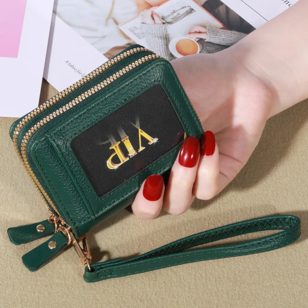 

Storage Bag Wrist Rope Organ Wallet Large Capacity Solid Color Multiple Card Purse Transparent PVC RFID Card Bag Daily