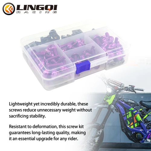 Imagen 2 del producto LINGQI RACING Juego de tornillos para parabrisas de motocicleta, Kit de tornillos de carenado, tuerca de tornillos CNC, accesorios de modificación universales para moto de cross