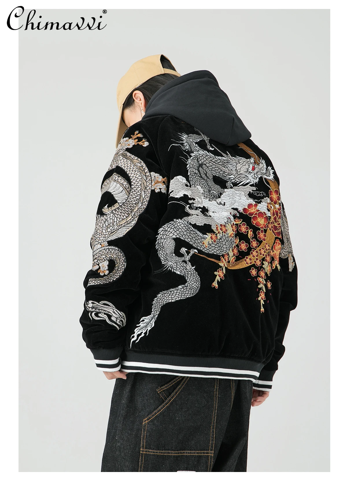 

Spring and Autumn New Heavy Embroidery Dragon Jacket Men's Women's Chinese Style Baseball Jacket Yokosuka Personality Coat