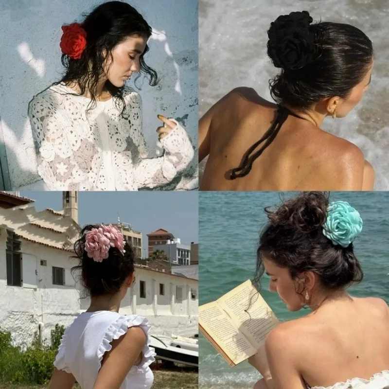 

Pince à cheveux tridimensionnelle de haute qualité, fleur de Rose, Style vacances, bord de mer, pour femmes