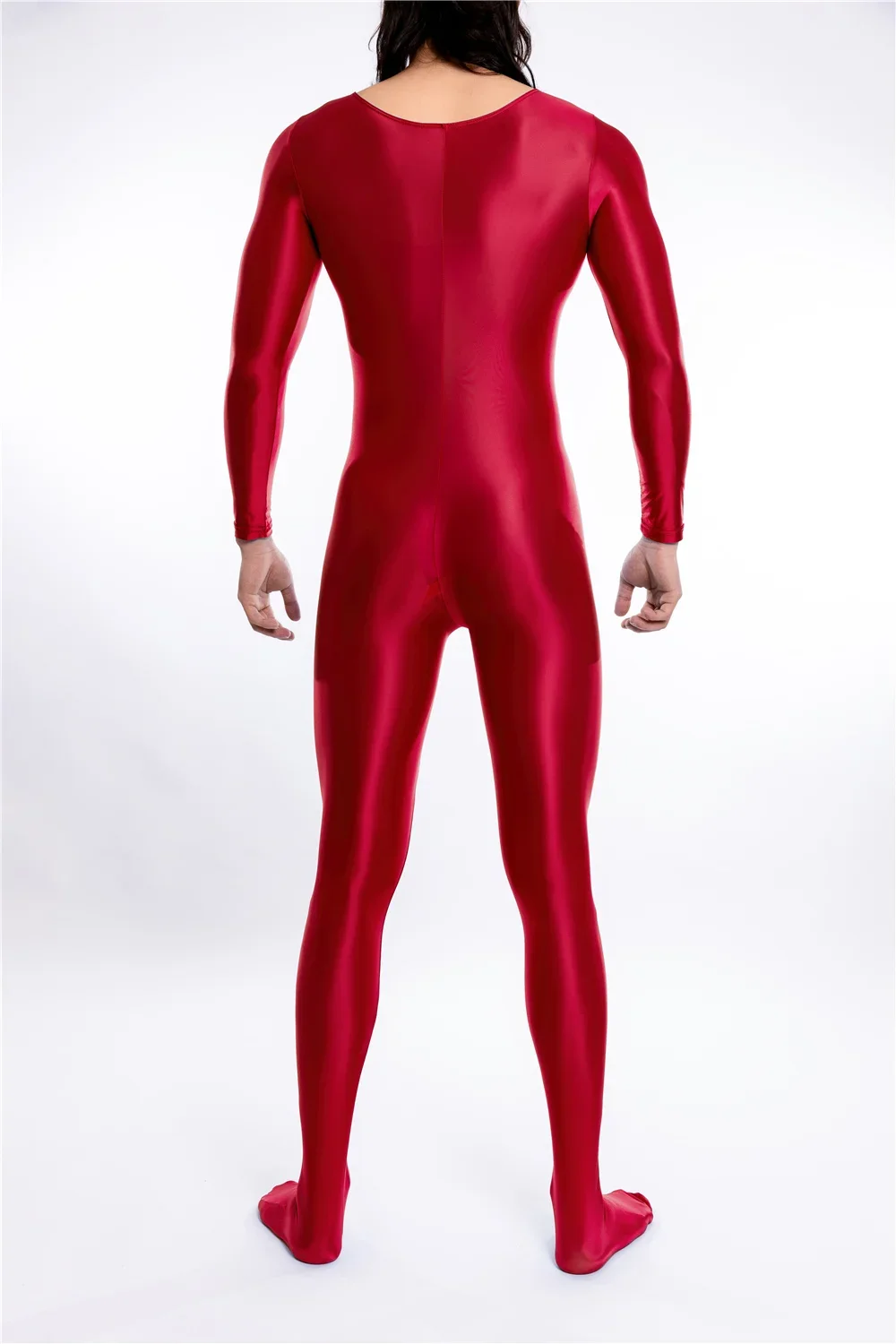 

Sexy Men Satin Smooth COCK Ring Bodysuit Unisex Maid Tights Oil Glossy Shiny Elastic Jumpsuit U Convex Bulge Pouch Gay Leotard