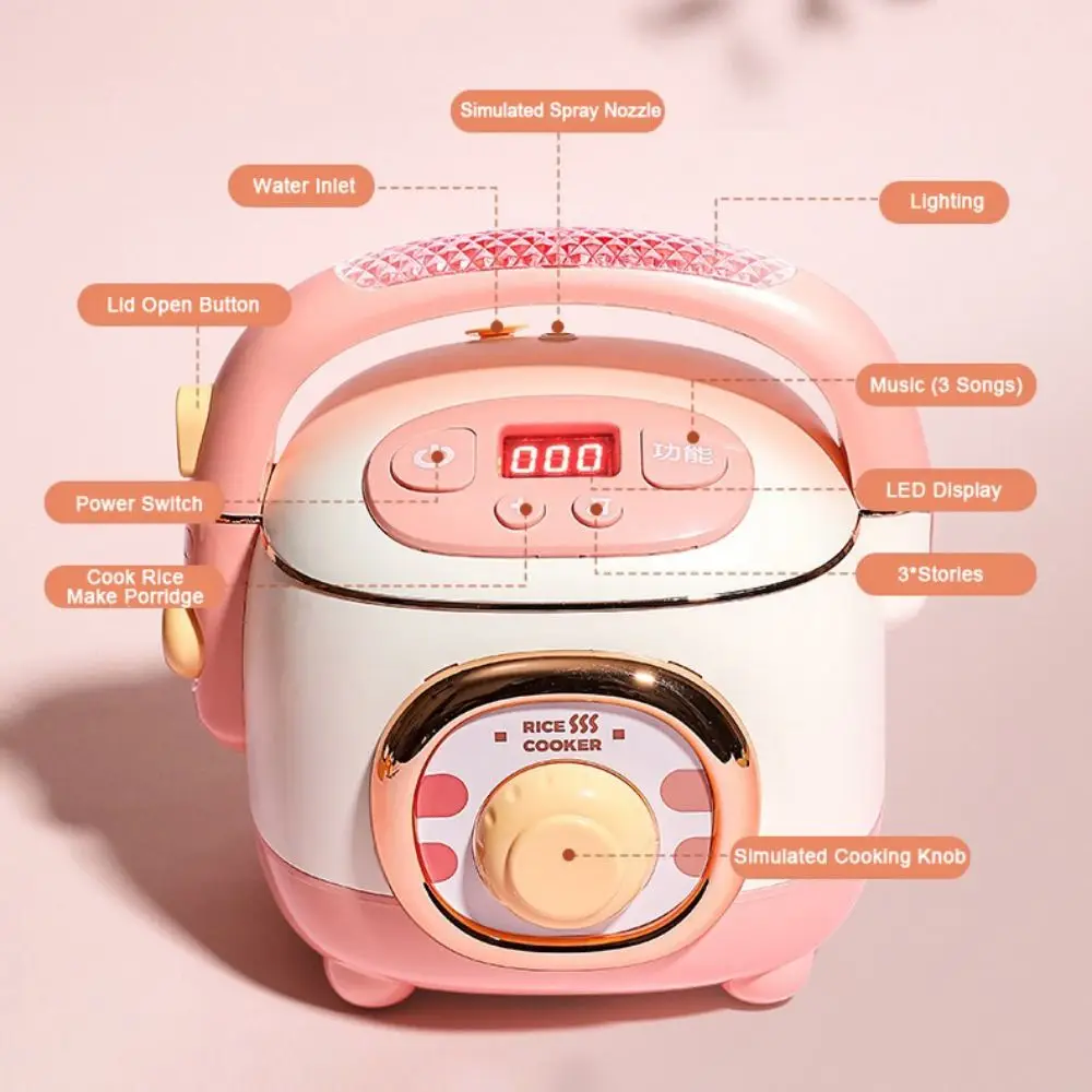 Cuiseur à riz électrique en Spray acousto-optique, simulation de cuisson, jouet amusant, Mini cuisine, ensemble de maison de jeu, véritable cuit