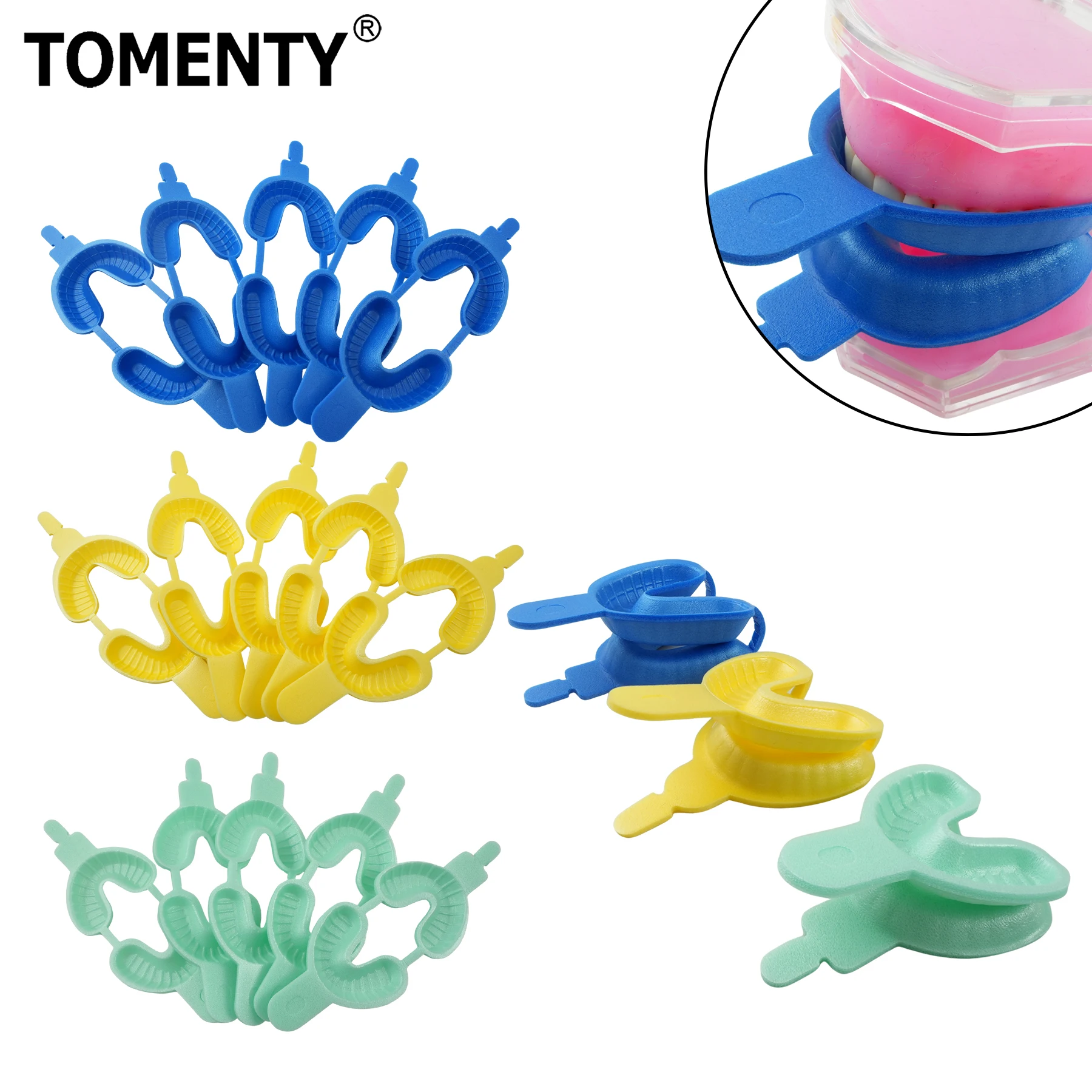 50/100 Pairs  Dental Fluoride Tray Disposable Dual Arch Foam Impression Trays Dental Clinic Supplies Large Medium Small