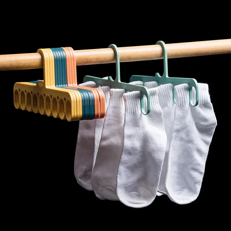 Clothes Hook Seamless Clothes Storage Nine Hole Drying Racks Multi-functional Clothes Rack Anti-slip Windproof Plastic Hanger