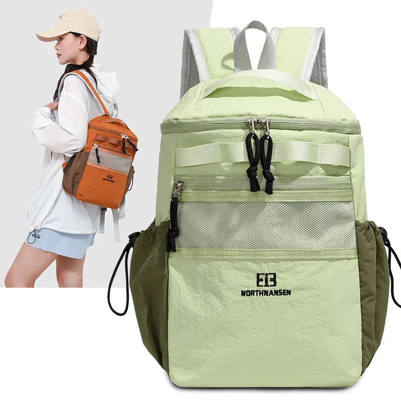 Color Block Lightweight Hiking Backpack Multi Pocket Nylon Daypack Portable Outdoor Travel Rucksack For Men Women