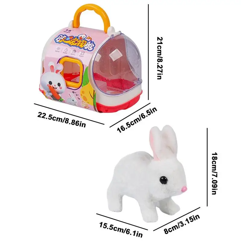 Hopping Bunny Toy Electric Simulation Rabbit And Puppy With Cage Plush Animal Pet Toy For Kids Toddlers Girls Boys Birthday