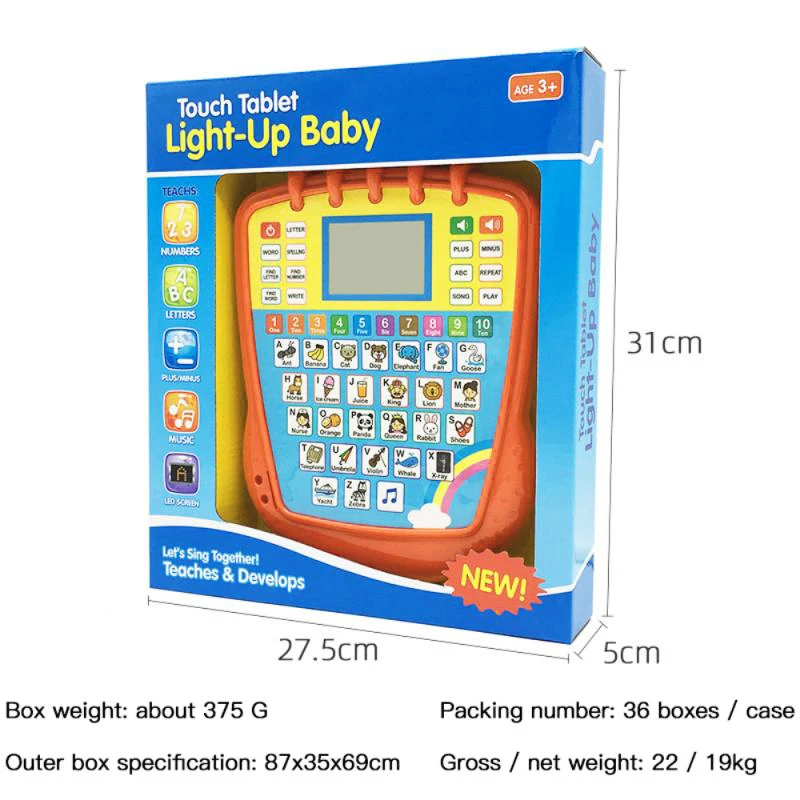 Led English Learning Machine Children's Early Education Machine Intelligent Toy English Tablet Reading Tablet for children