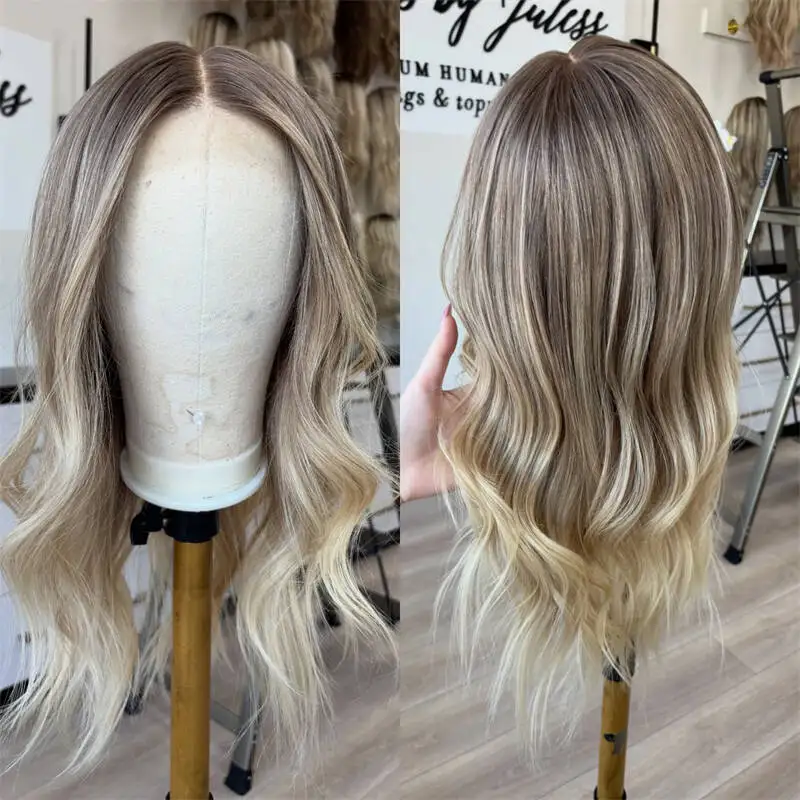 

Preplucked Hairline Ombre Ash Blonde Synthetic Lace Front Wig Heat Resistant Fiber Women Soft Natural Daily Party Cosplay Use