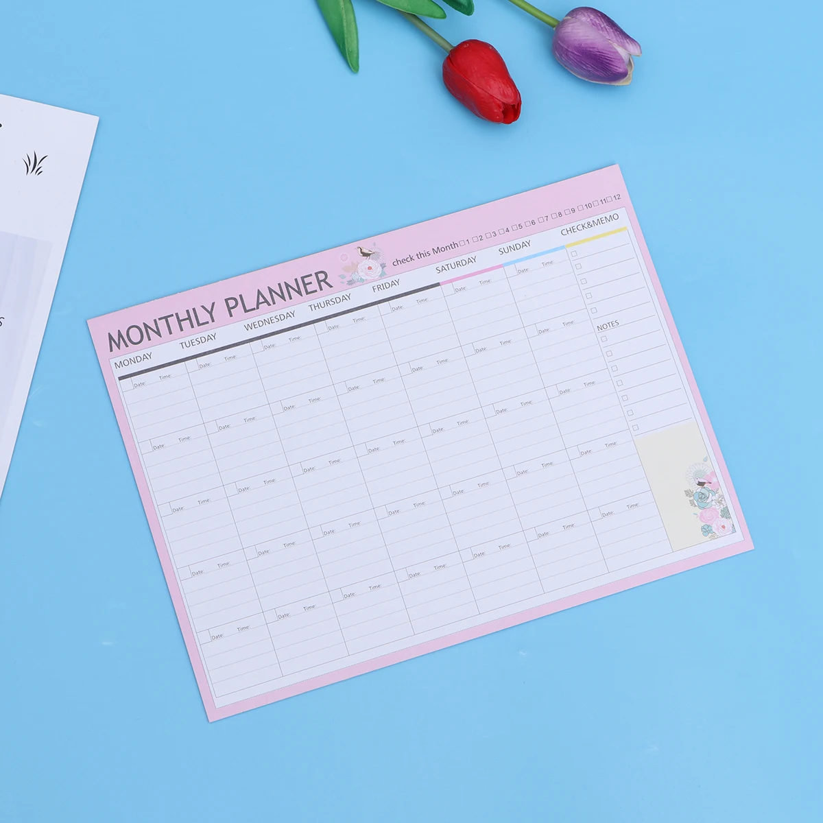 

20 Sheets Monthly Schedule Calendar Organizer Agenda Carry Notebook Paper Planner