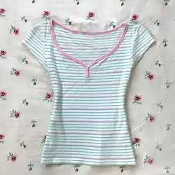 Aesthetic Lace Y2k Tops T shirt 2000s Vintage Clothes Women White Punk Bow Harajuku Girl Kawaii Tee Crop Top Femme Cute T shirts