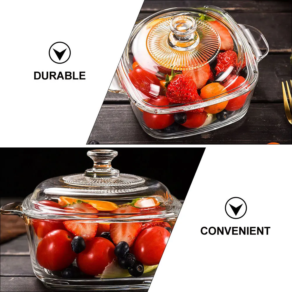

1Pcs Microwave Soup Transparent Glass Thickened Bowl Oven Safe Food Container Fruit Salad Glass Bowl Tableware
