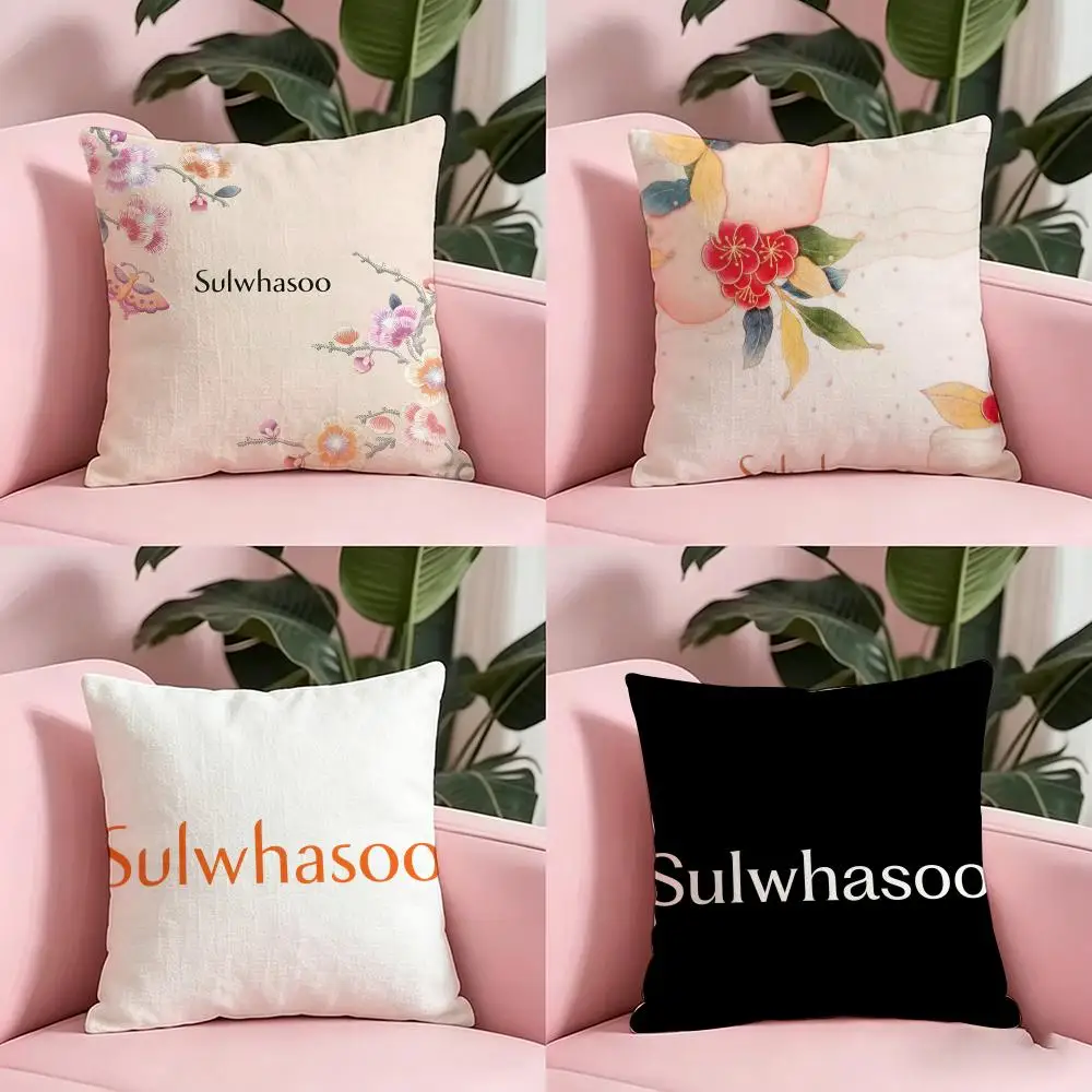 Fashion S-Sulwhasoo-S Cushion Cover Anti-dustmite Pillowcase Invisible zipper silky short plush Sofa cushion cover