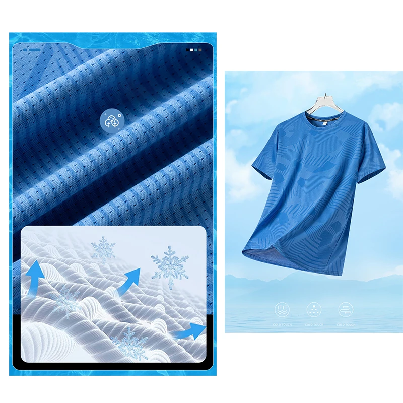 Male Running T-shirt Summer Breathable Wear-Resistant Fitness Sports T-shirt Outdoor Lightweight Jogging Gym Training Sportswear image 5