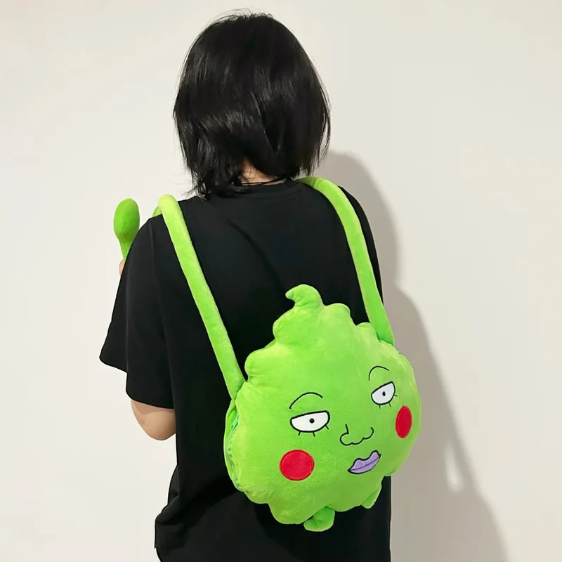 2025 New Miniso Mob Psycho 100 Dimple Anime Stuffed Plush Dolls Cartoon Bag Backpack Pillow Hand Hug Cute Versatile Diy Bag Toys