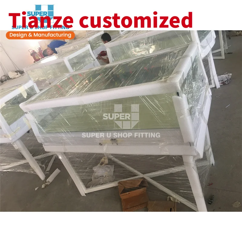 (Customized) vintage white jewelry store showcase glass jewelry display furniture display showcase jewelry store and counter