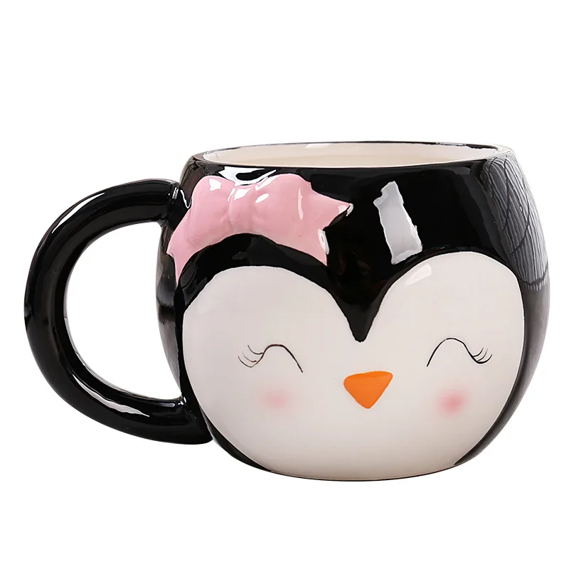 Cartoon Ceramic Cup Penguin Shaped Mug Cute Penguin Milk Cartoon Office Cups Drinkware Christmas Gift