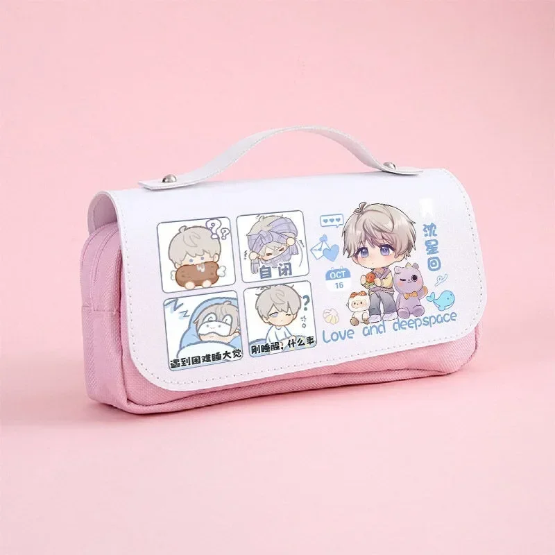 Gra Anime Love and Deepspace Cosplay Rafayel Zayne Xavier Oxford Cloth Student PU Leather Flip Pen Bag Pencil Case Stationery