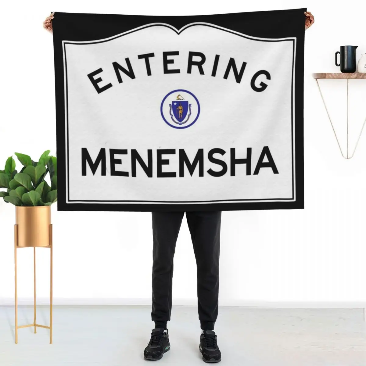 Entering Menemsha Massachusetts - Martha's Vineyard - Road Sign Throw Blanket Cute Plaid Giant Sofa Loose Blankets