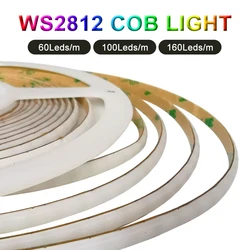 DC5V WS2812B COB LED Strip Individually Addressable 60 100 160Led/M High Density Flexible 5mm WS2812 Smart RGB Dream Color Light
