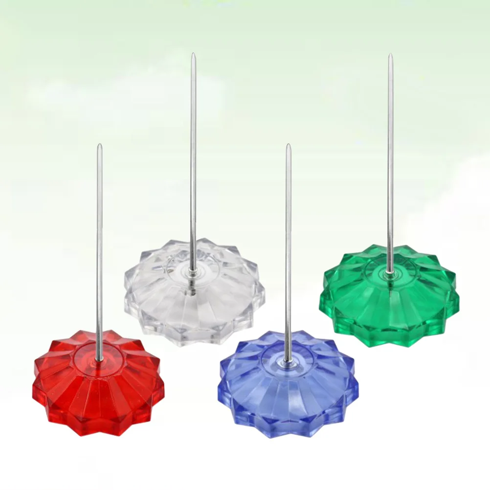 4Pcs Receipt Storage Holder Spike Stick Straight Rod Plastic Round Base Bill Fork Note Holder for Desk Office Restaurant