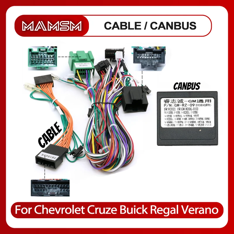 

MAMSM For Chevrolet Cruze Buick Regal Verano Canbus box Adaptor Decoder With 16Pin Wiring Harness Cable Android Car Radio