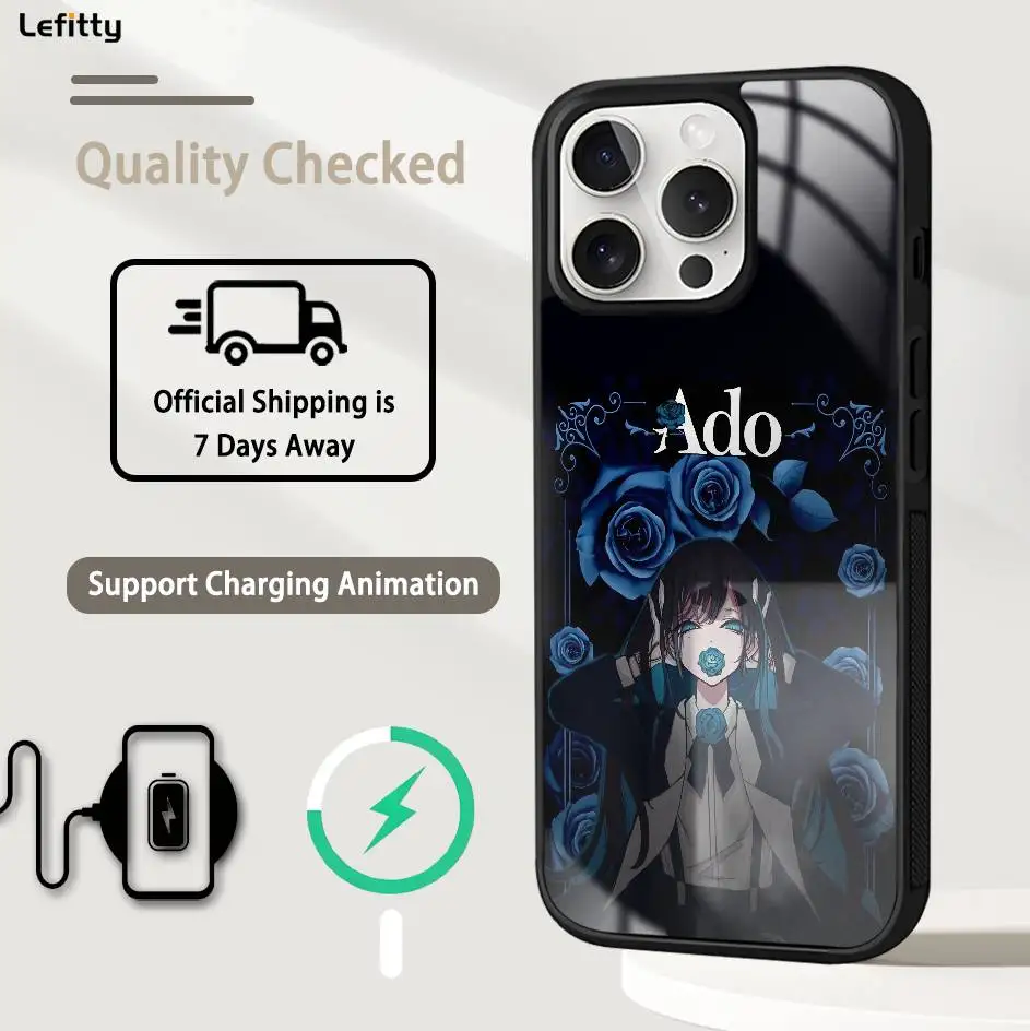 A-Ado Cool Anime Cassa Del Telefono Per iPhone 16 15 14 13 12 11 Pro Max Plus Mini Magsafe Copertura di Ricarica Senza Fili Guscio Duro Magnetico