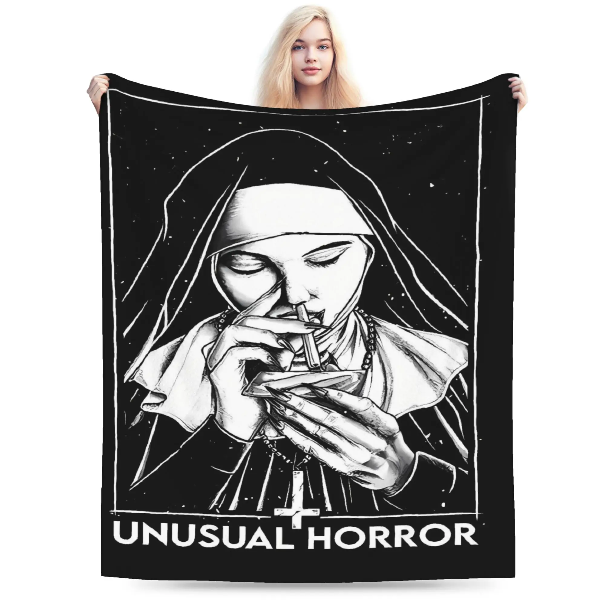 Satanic Bad Evil Nun Tattoo Blanket Quality Super Warm  Throw Blanket Autumn Travel Living Room Print Bedspread