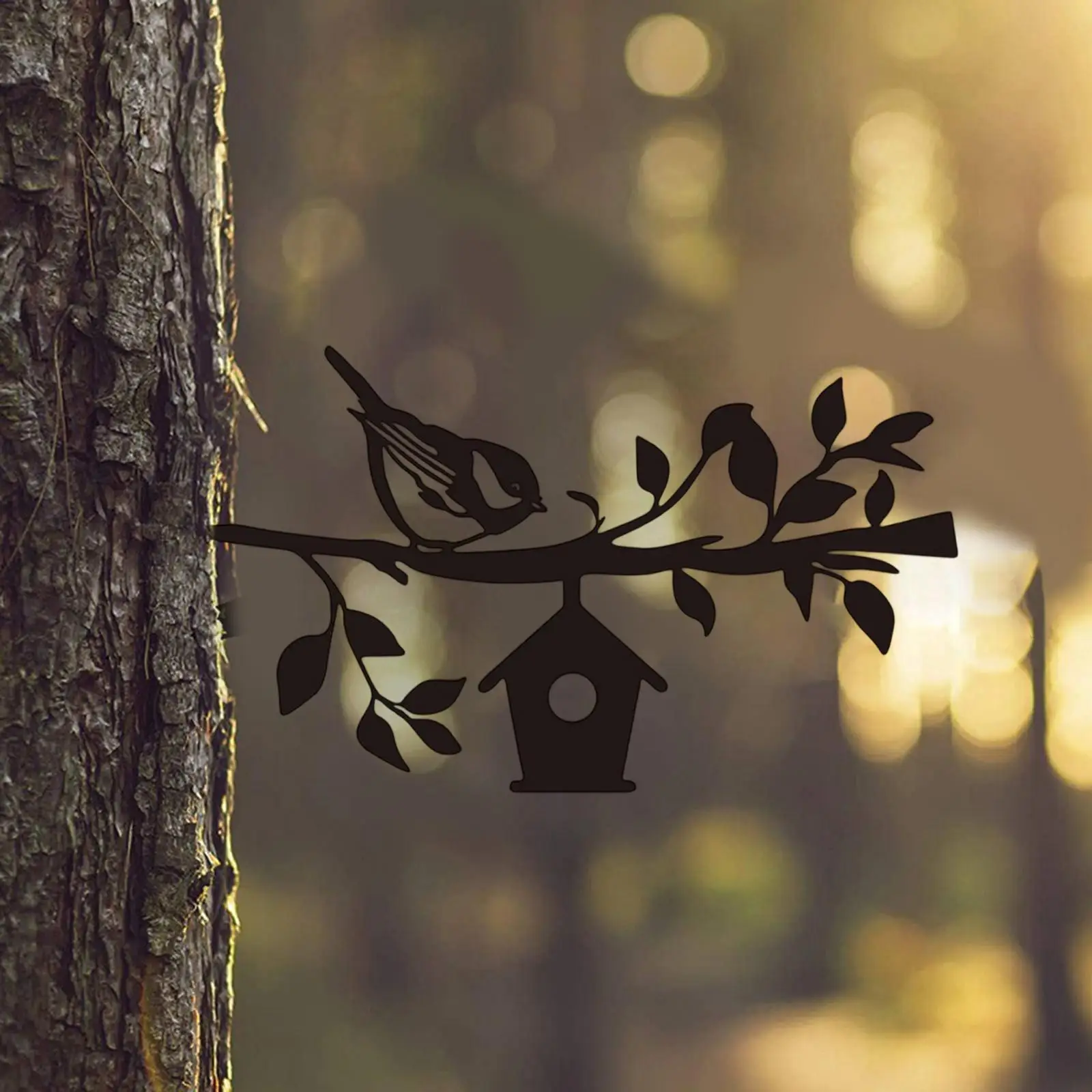 

Tree Decor Novelty Garden Ornament 2D Bird on Branch Animal Yard Art Silhouette for Fence Backyard Farmyard Entryway Porches