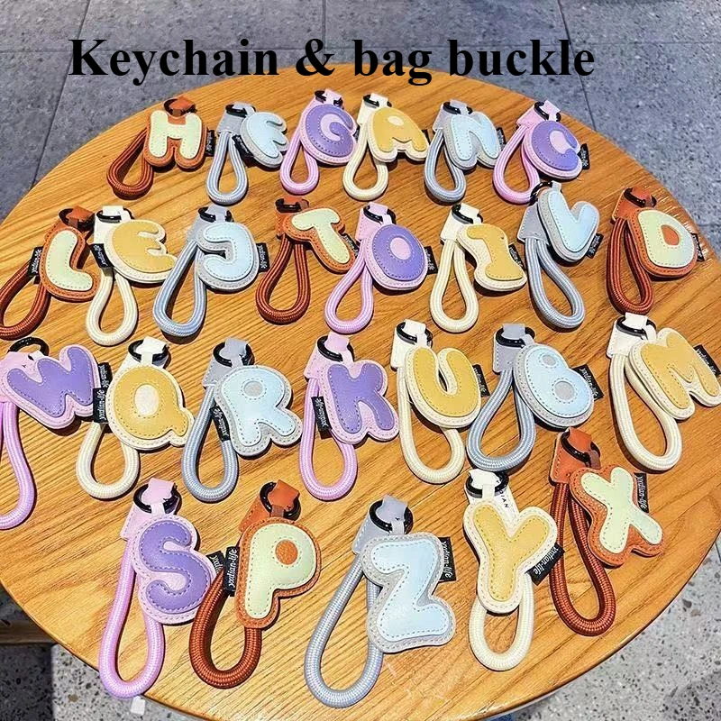 Creative Leather A-Z Letter Keychain for WomenMen,Personalized Initial Key Ring Pendant,Simple Elegant Couple Gift for Bags&Keys