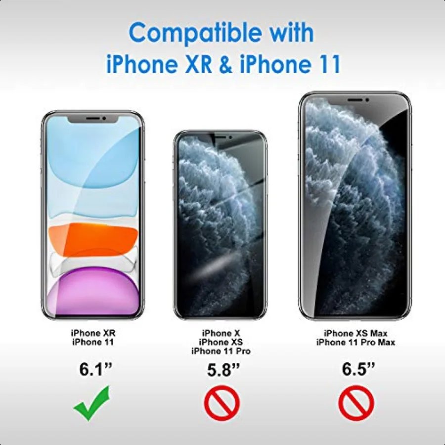 Folia ochronna na ekran do iPhone'a 11 i iPhone XR 6,1 cala, szkło hartowane, 3 sztuki