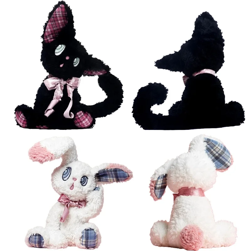 40cm preto e branco luar série gato brinquedo de pelúcia grande arco gatinho boneca de pelúcia boneca de pelúcia romântico presente do feriado presente da menina