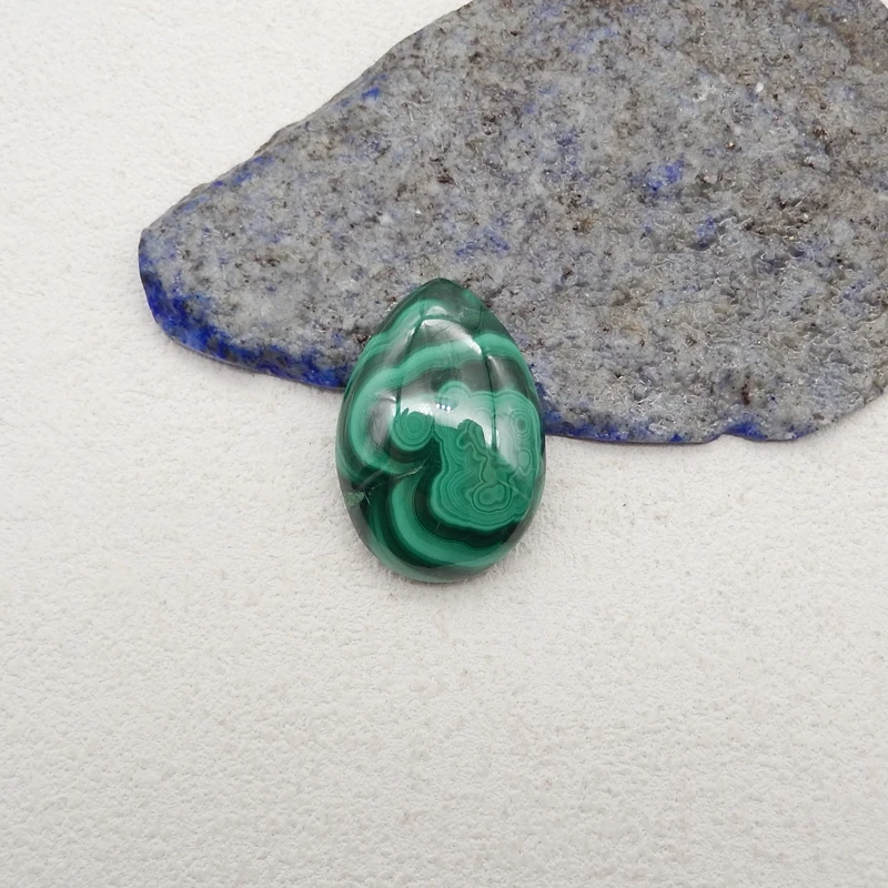 Natural Stone Malachite Water Drop Cabochon,DIY Jewelry Making Pendant Accessories Free Drilling 33x23x8mm 13g